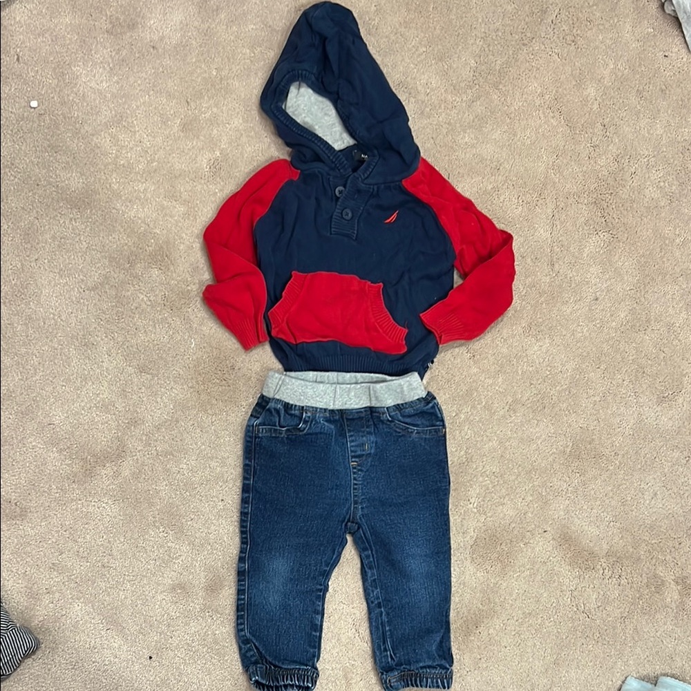 Nautica Red and Blue Matching Jeans Set